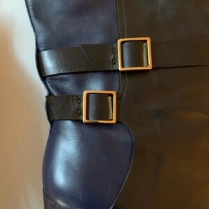 Tod's Black and Blue Heeled Boots